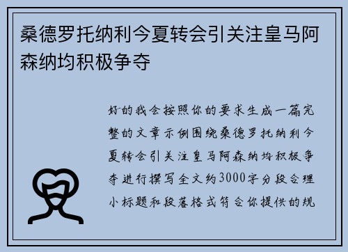 桑德罗托纳利今夏转会引关注皇马阿森纳均积极争夺 桑德罗托纳利今夏转会引关注皇马阿森纳均积极争夺